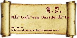 Mátyássy Dezideráta névjegykártya